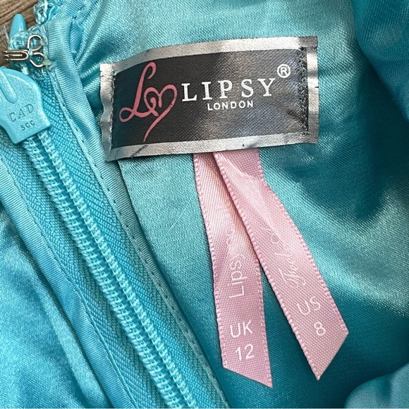 Lipsy London Light Blue Lace Open Back Femme Mini Dress - Picture 6 of 12